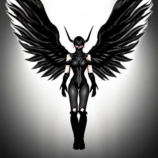 angel, demon, angel demon hybrid, half angel, half demon, black angel wings, white demon wings, black and white, balance, horns, armor, noble clothes, black and white armor, black and white clothes