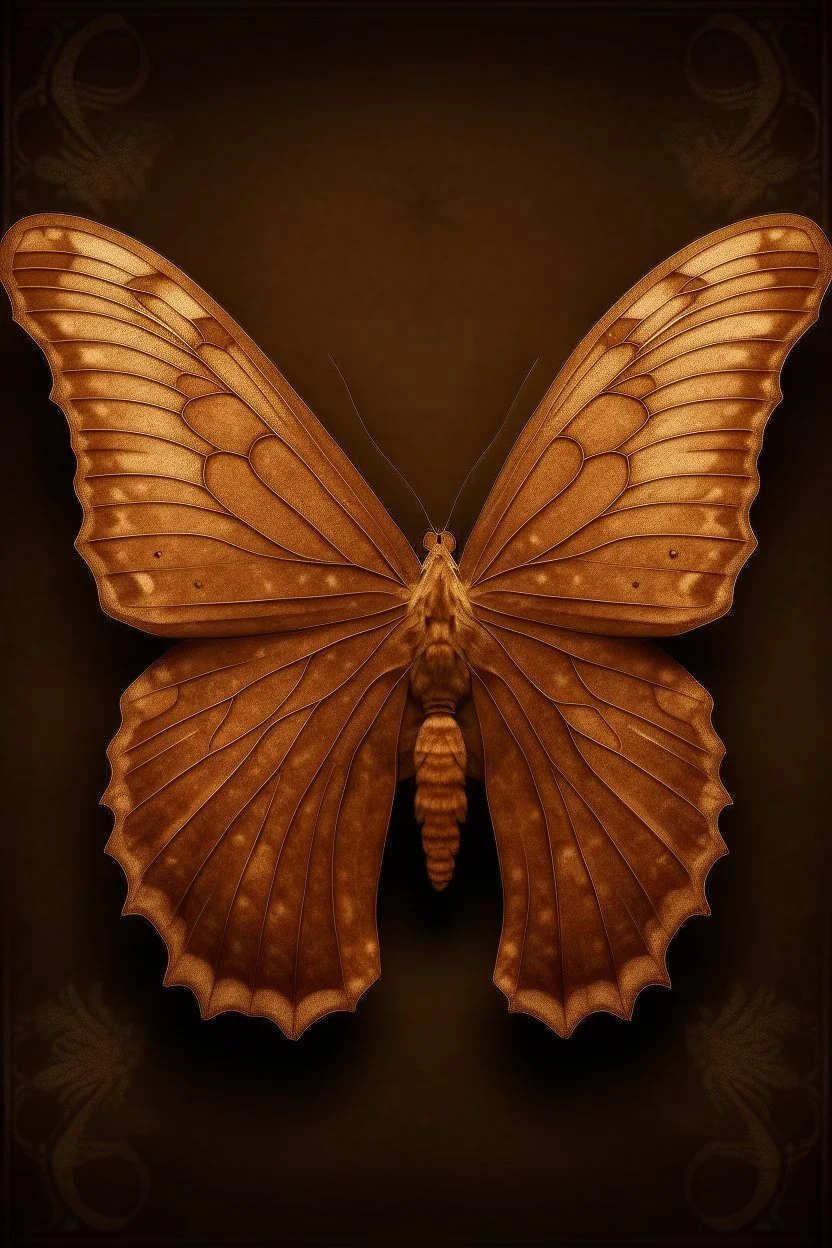 The cover of an album song in the shape of a light brown butterfly