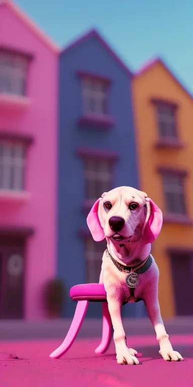 Snoop dogg, sitting. a chair. pink houses, pink sky, pink smoke, trees, outdoors. Groove street. 28mm