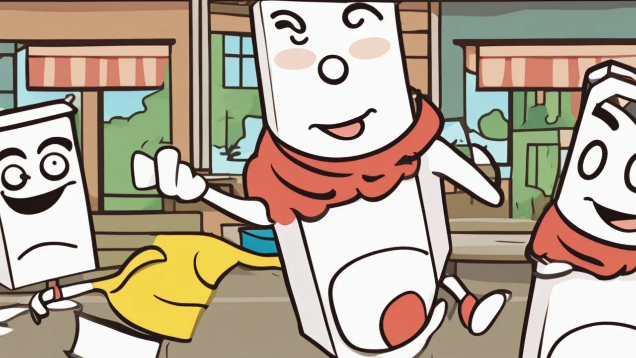 cartoon happy milk carton dancing