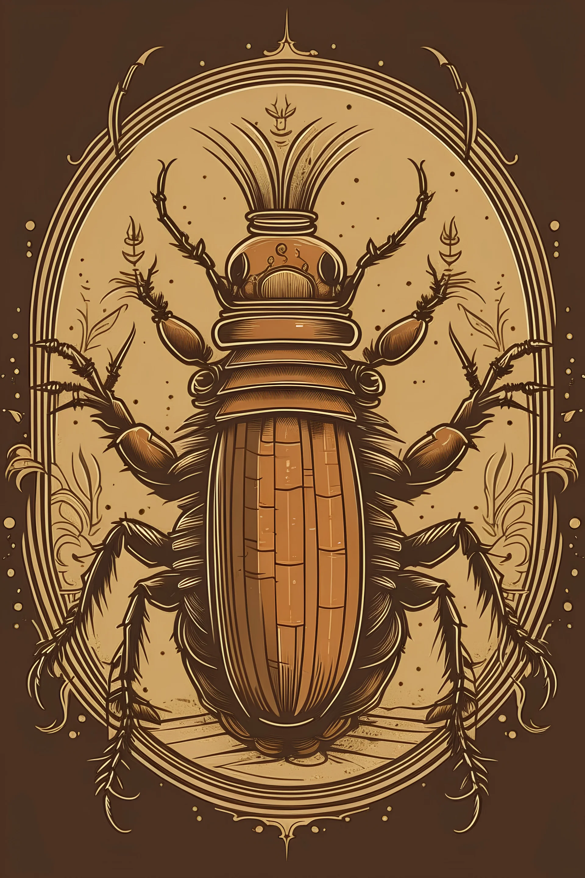 Design a cockroach king wearing a crown.