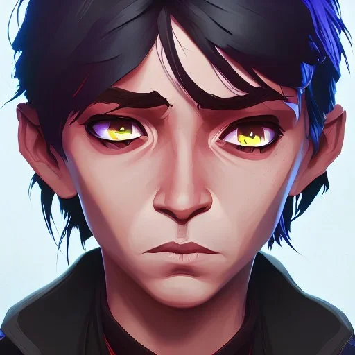 Portrait of a 9 year old warlock boy with enchanting eyes Nick Harris style