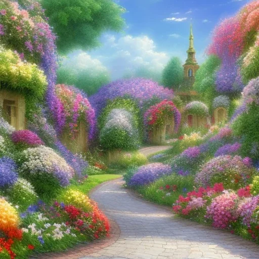 garden have many forms and road and many flowers and colors. the beautifull garden in the world