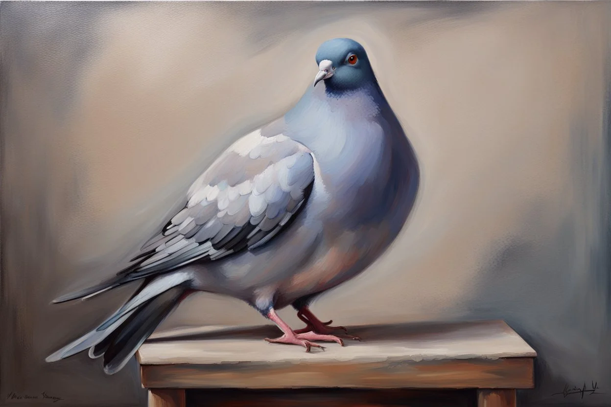 sitting Pigeon oil painting