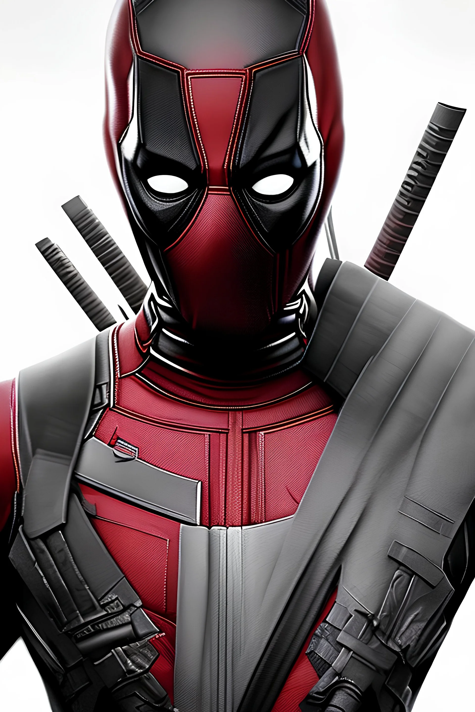 Como sería deadpool mezclado con batman en un arte conceptual hiperrealista