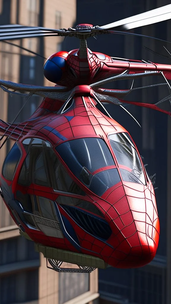 a helicopter with spiderman design, ultra realistic, 4k, ultra detail, full body, perfect