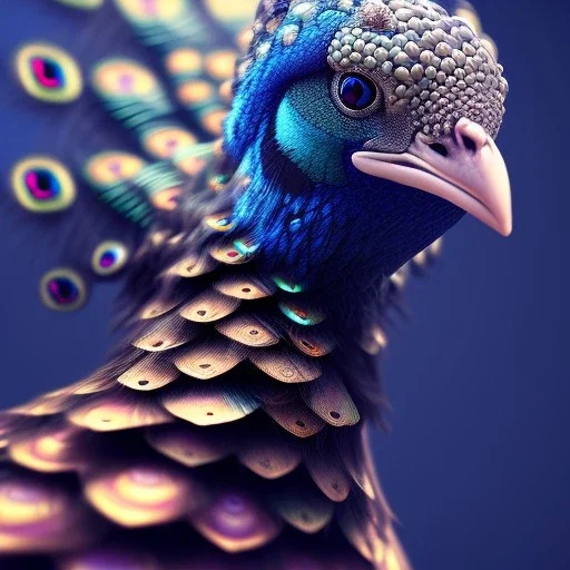 peacock,surreal, Unreal Engine 5, lens macro,sharp focus, realistic, hyper detailed