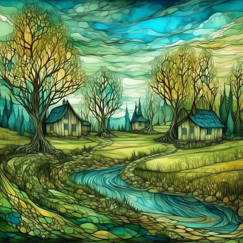 The place where the Dream and its followers live. Watercolor, fine drawing, beautiful van gogh landskape, pixel graphics, lots of details, pastel aqua colors, delicate sensuality, realistic, high quality, work of art, hyperdetalization, professional, filigree, hazy haze, hyperrealism, professional, transparent, delicate pastel tones, back lighting, contrast, fantastic, nature+space, Milky Way, fabulous, unreal, translucent, glowing