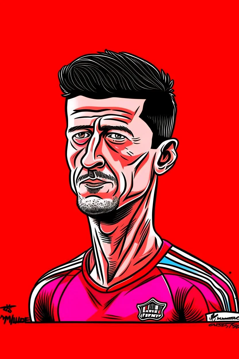 Robert Lewandowski Polish soccer player cartoon 2d