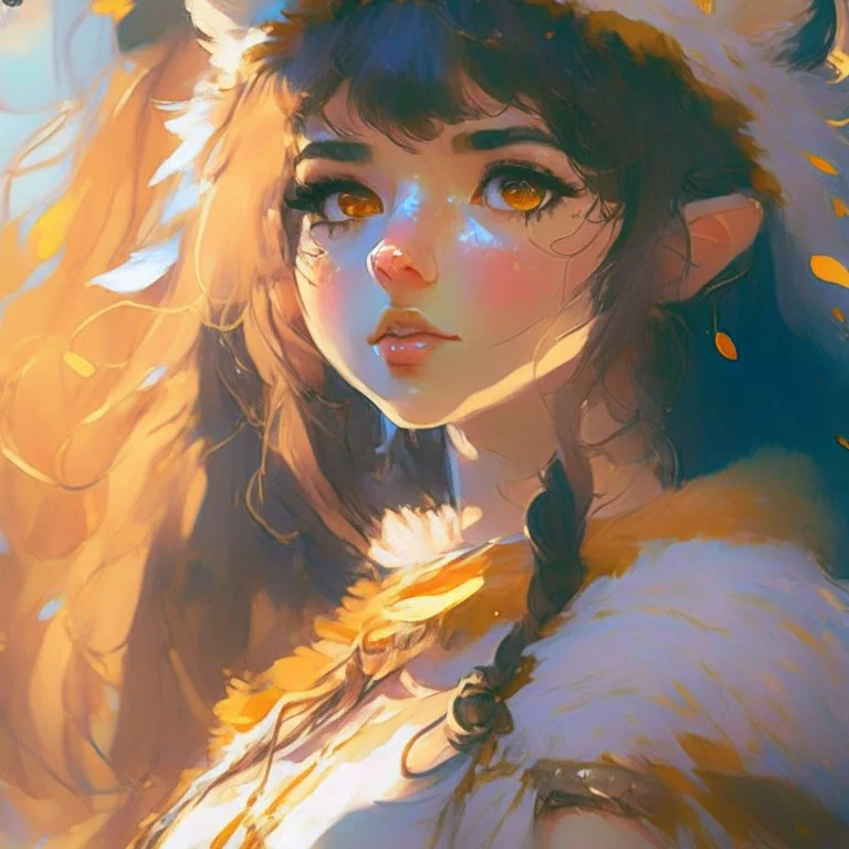 cute anime persian girl, key visual, glamour,sceane from princess mononoke movie, cute anime girl, dynamic pose, anime digital painting by loish + rossdraws + Pino Daeni, , painterly, impressionist style, half painted, golden hour, digital art, 4k, full details