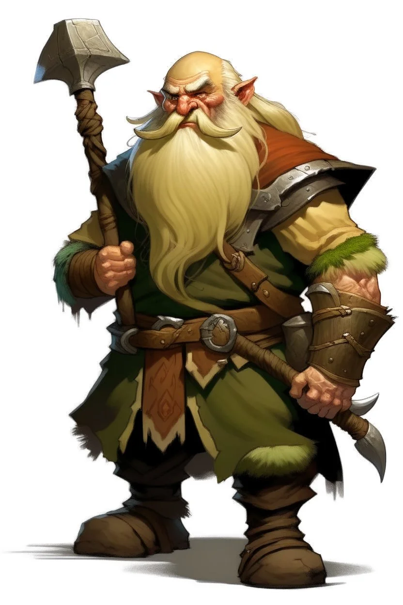 younghandsome blonde nomadic mountain dwarf with wargong dnd