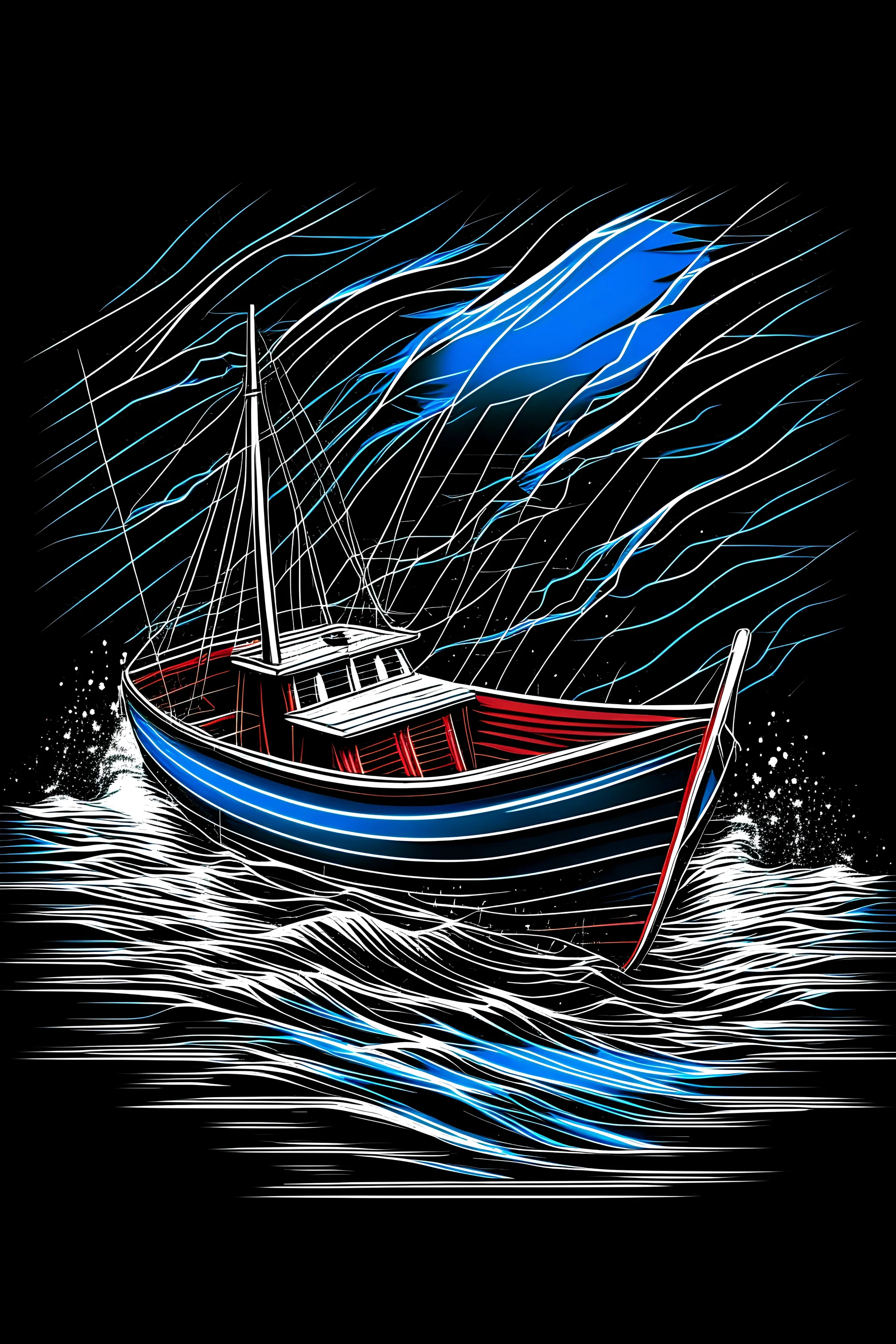 masterpiece, best quality, Siberian boat in the water, simple logo background, in the style of japanese manga, duotone, professional quality panting, ultra detailed, joyful lightning, multiple colors with some shades, half body shot
