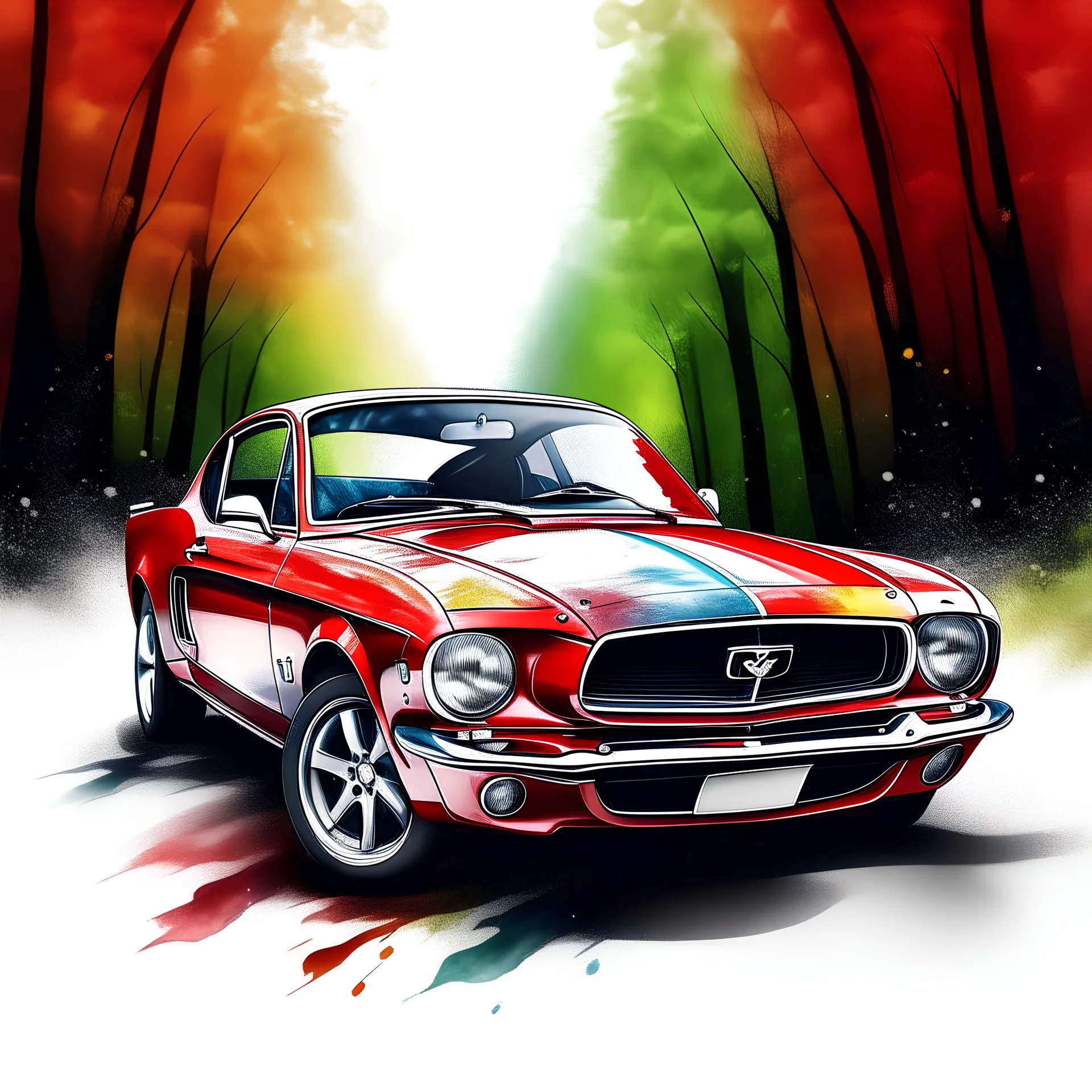 car outline icon water color