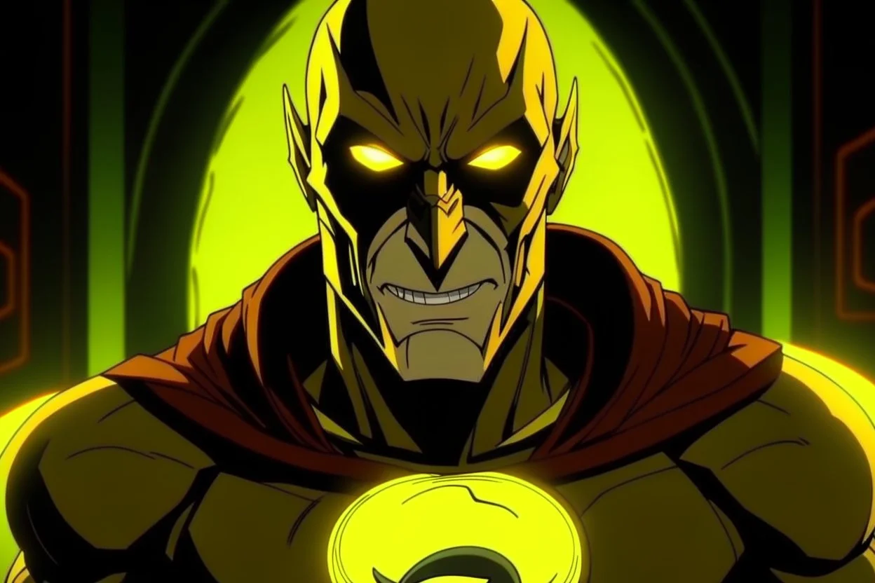 the reverse flash animated insede a medalion make him look menacing