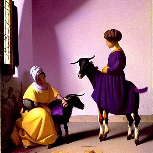 Purple and goats bright colors Italy by Vermeer