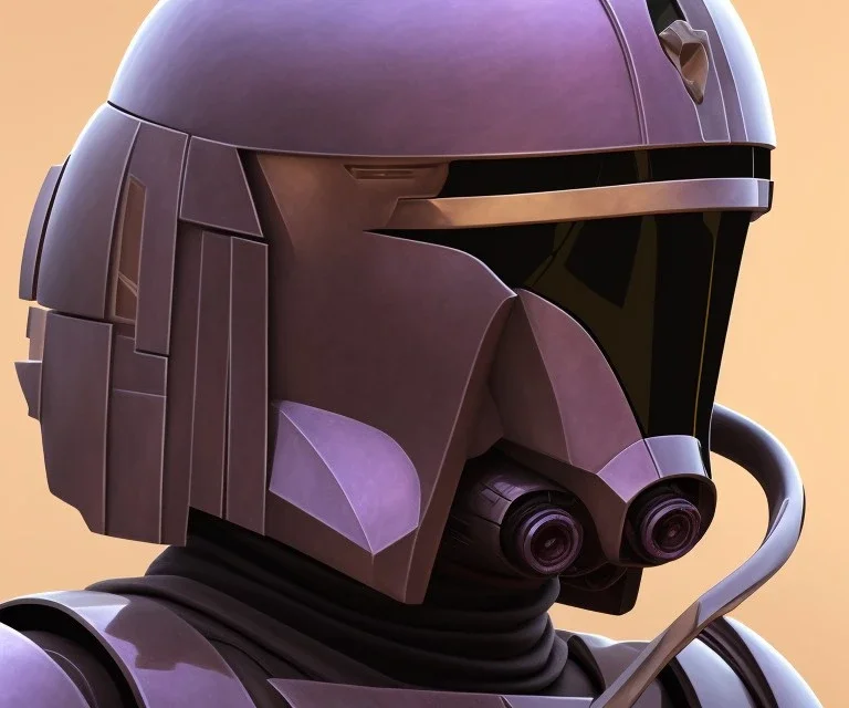 Deep Purple Mandalorian helmet, photo realistic