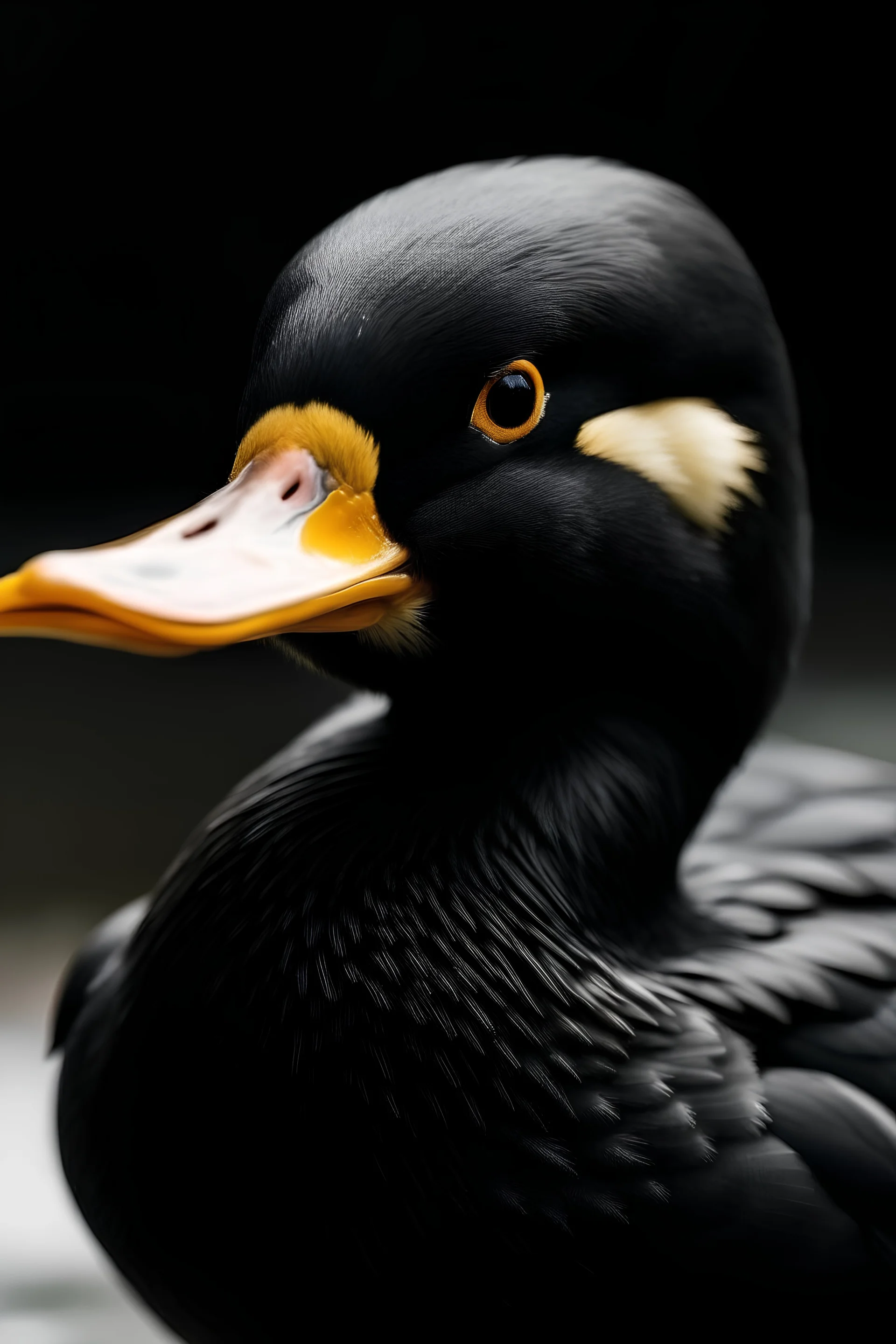 un canard qui porte un pule noir