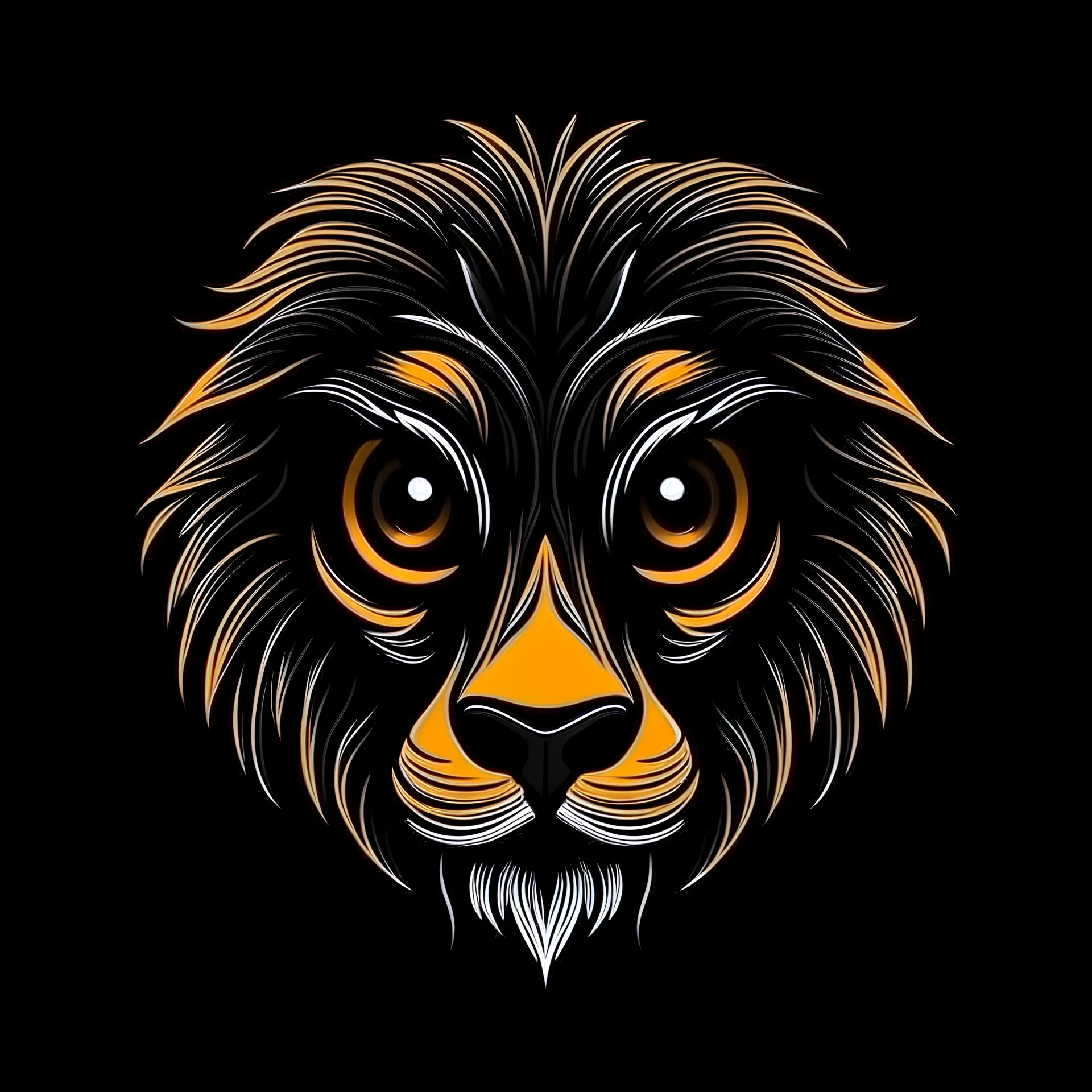 A logo of a lion eyes for a t-shirt design, black background