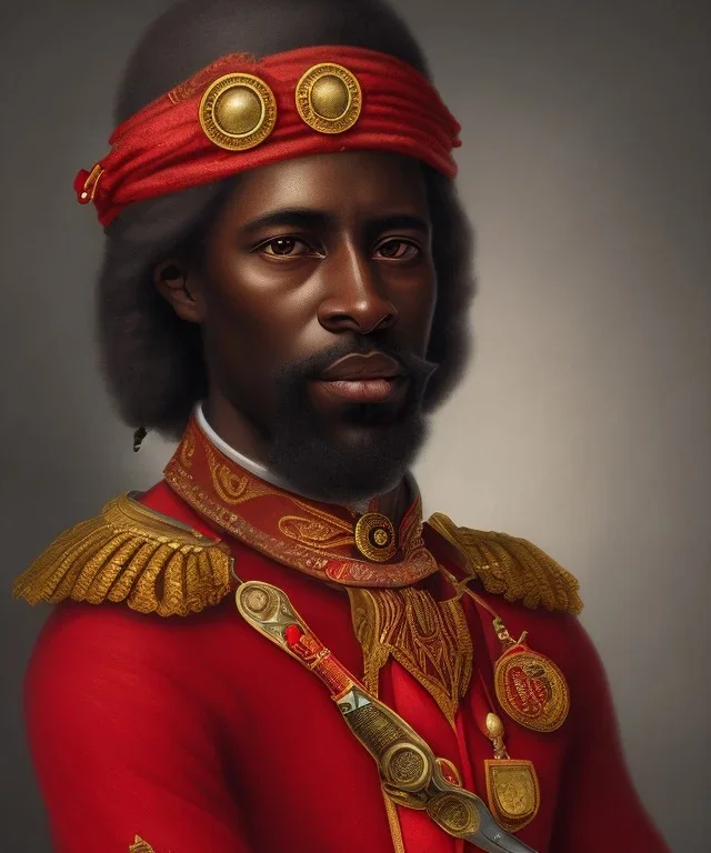 Negro Felipe, african slave, red uniform, red headband