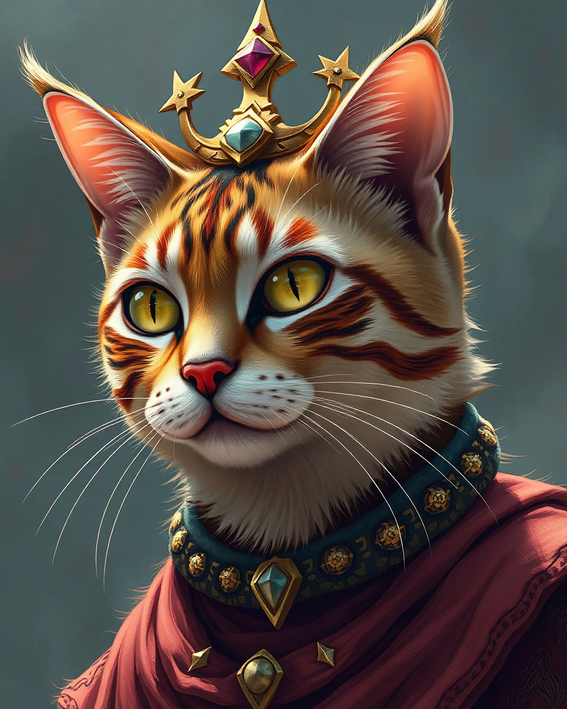 a godcat, amine style, realistic, vibrant colors