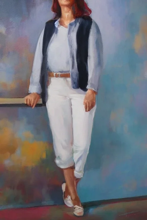 Full body portrait, painting, medium shot lady Normcore