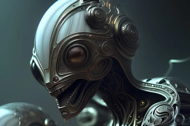 engineer alien face, highly detailed, symmetrical long head, smooth marble surfaces, detailed ink illustration, raiden metal gear, cinematic smooth stone, deep aesthetic, concept art, post process, 4k, carved marble texture and silk cloth, latex skin, highly ornate intricate details, moody lighting, h. r. giger, hayao miyazaki, by artgerm