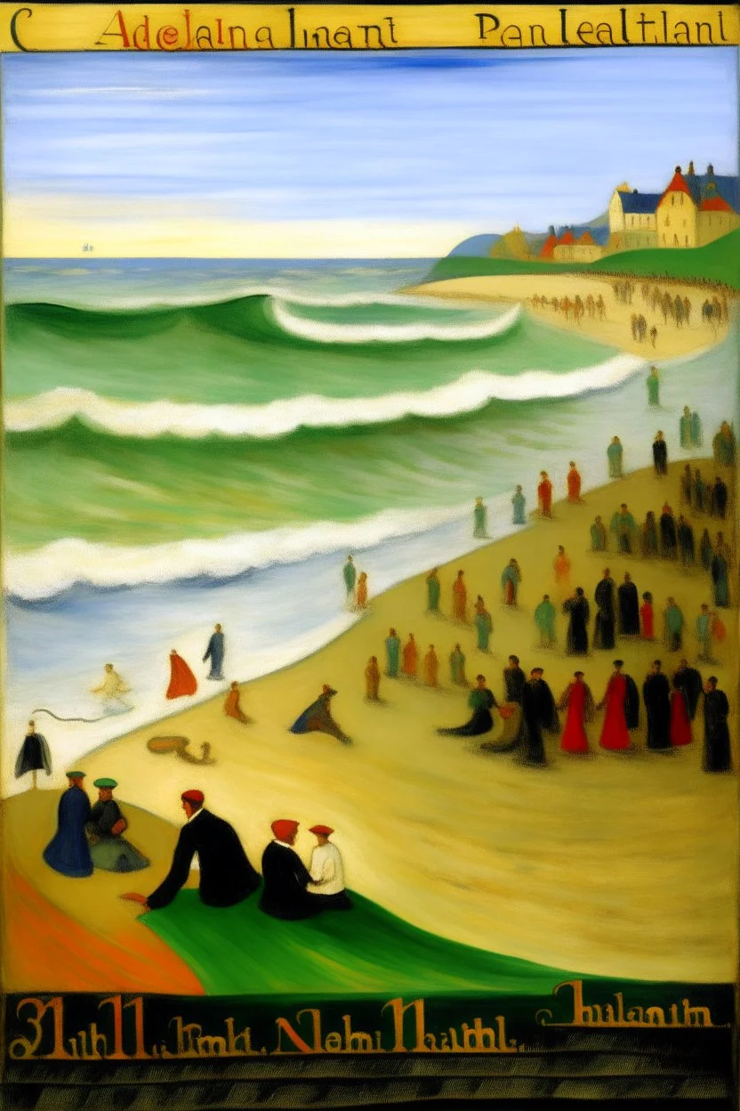 A beach near a whirlpool painted by Georges Seurat