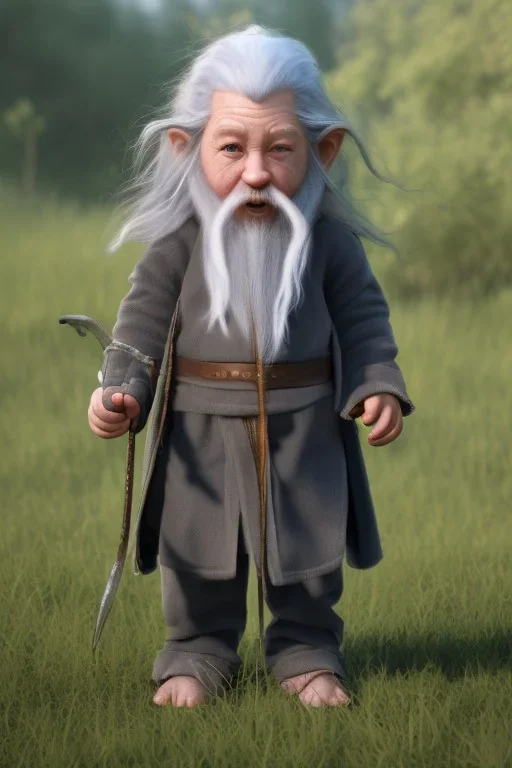 Gandalf toddler, full body, bokeh, hyper realistic