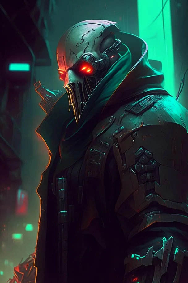 Pyke from league of legends in cyberpunk style