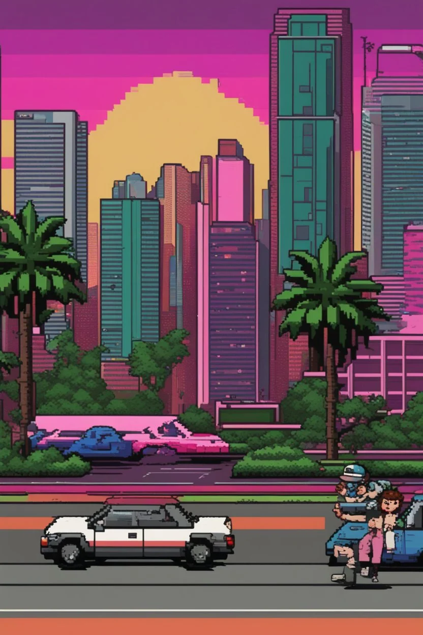 80s miami drawing cartoon pixel art 8bit