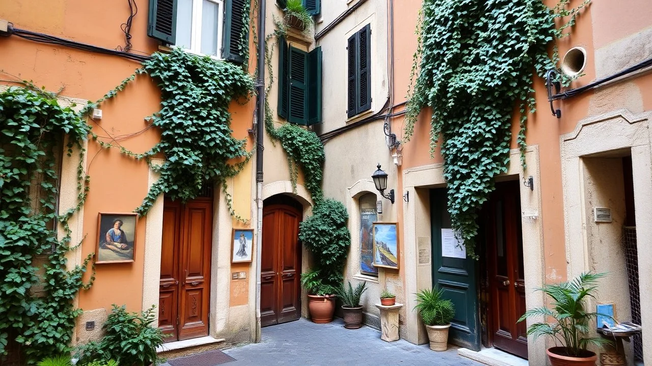 Via Margutta, Rome A hidden street in the heart of Rome, where art and history intertwine. The facades are adorned with vines and the doors of the art studios invite you to discover secrets of artists who once called this street home.