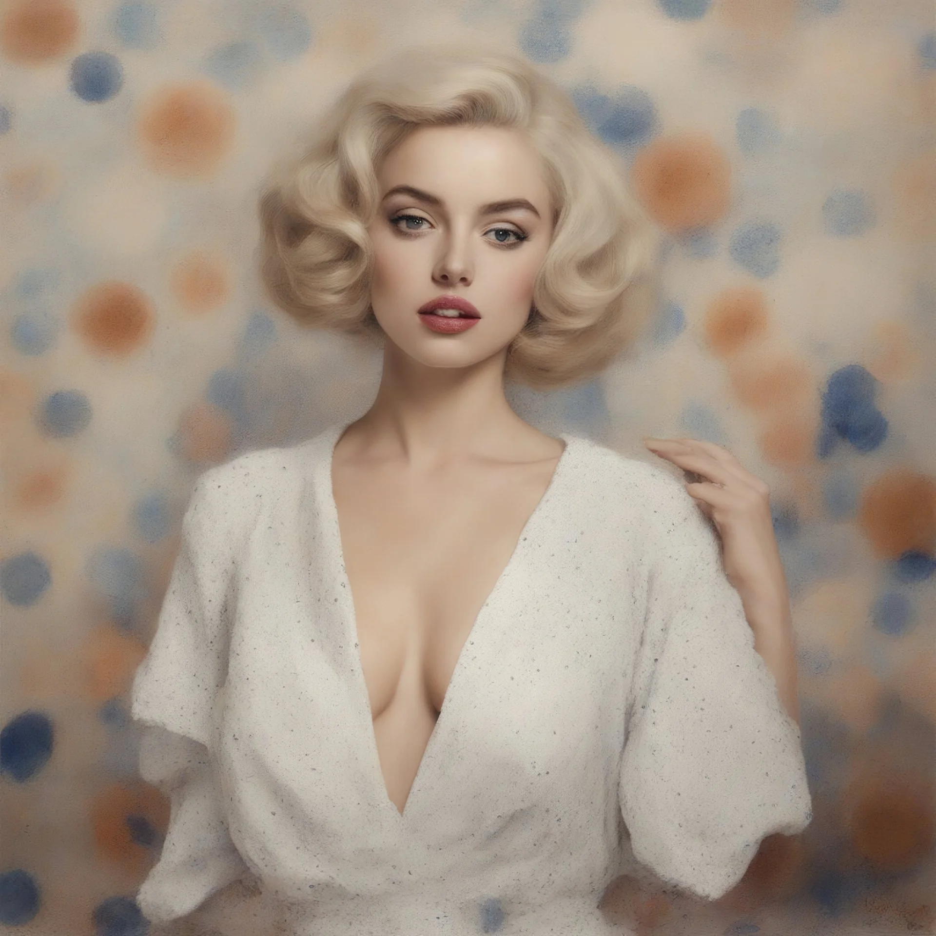 Ana de armas, as marilyn monroe,listening to music, style of klimt