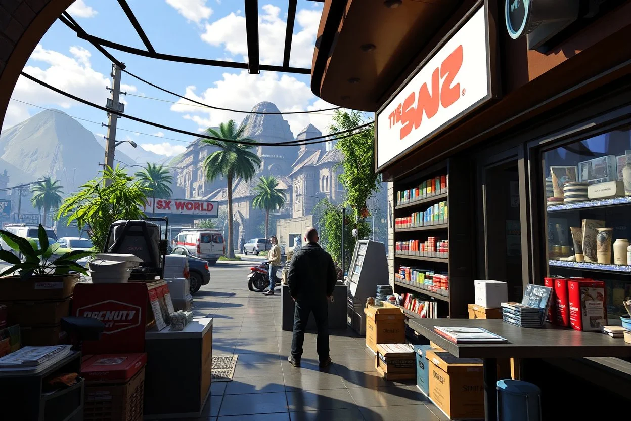 gta. inside of sworld shop location background