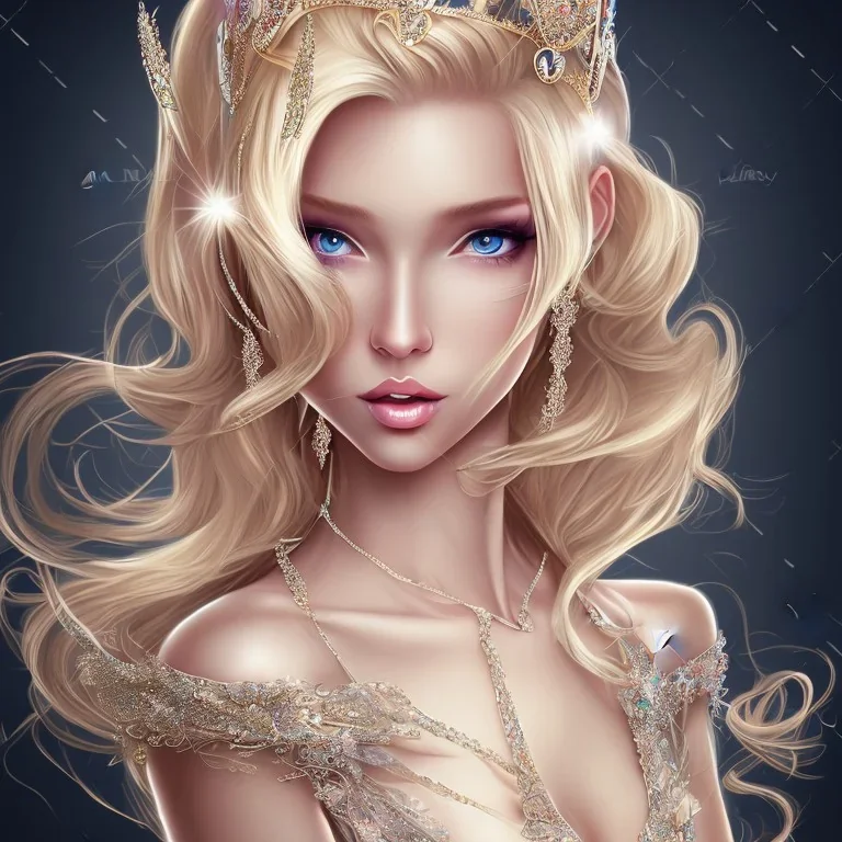 blond beautiful princess with sparkle dress