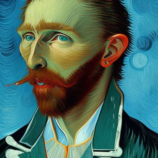 portrait of a Shark Vincent van Gogh style