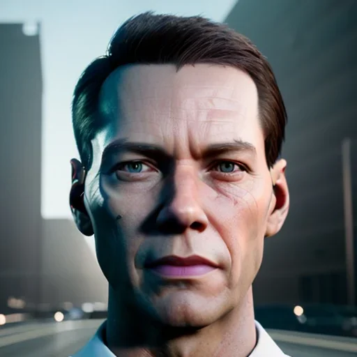 Detroit become human android steht einem Menschen gegenüber der ihm sehr ähnelt