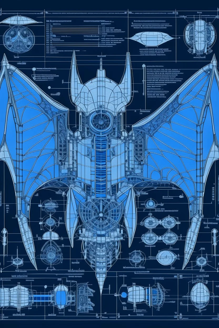 blueprint of a robot bat , high detail, smooth render, prize winning