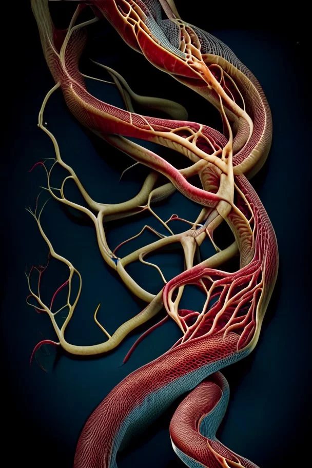 The vascular system of a snake