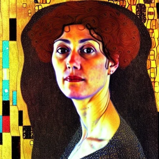 Retrato de un mujer muy guapa de 43 años de nombre Gemma Arnau Arnau de estilo Gustav Klimt