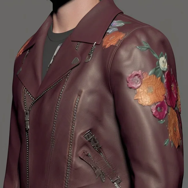 Leather jacket design, floral