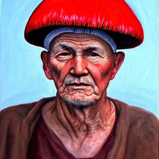 Mushroom shaman, realistic, portrait