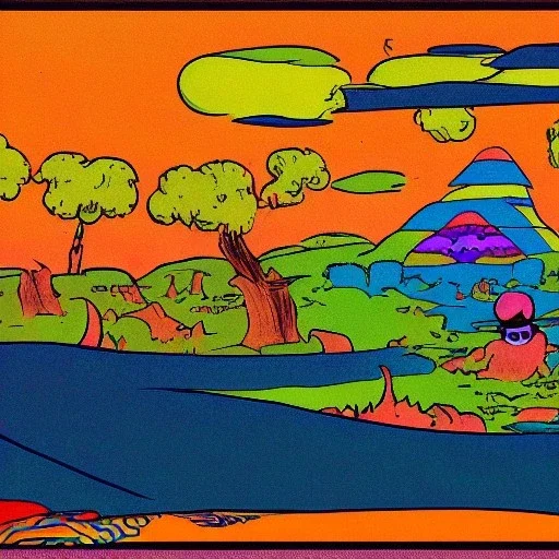 from krazy kat and ignatz mouse by herriman Coconino County, Arizona psychedelic landscape