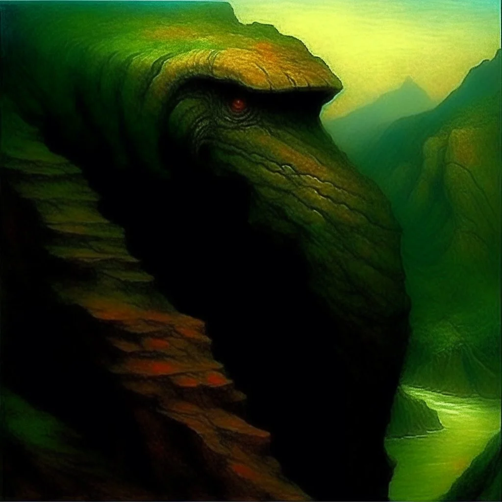 Dinosaur head oil painting. Zdzisław Beksiński, Frank Miller