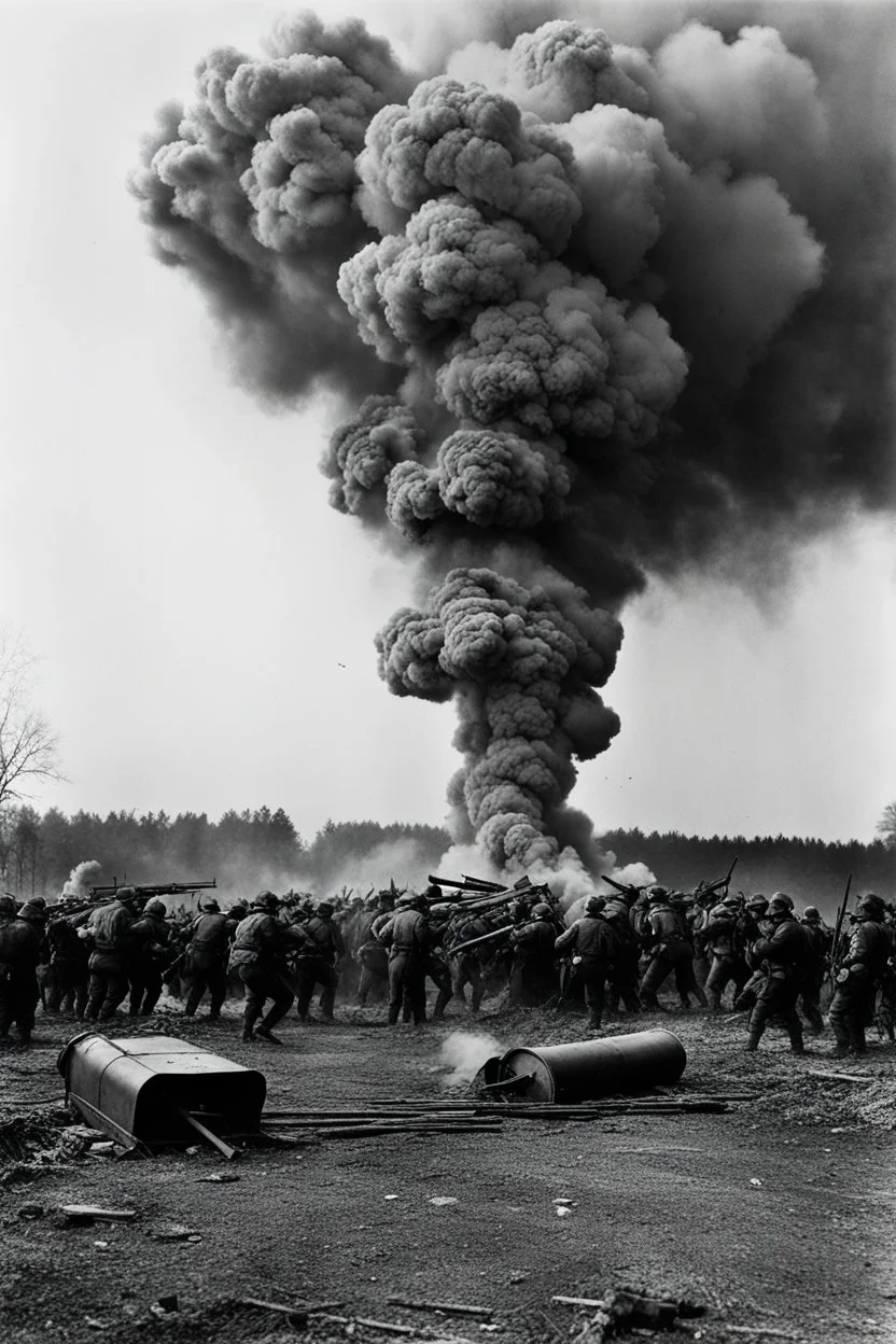 [very impressive high res masterpiece in Kodak Eastman 5247, scene by László Krasznahorkai] In the midst of the session war, the battlefield is a chaotic symphony of violence and destruction. Explosions rock the earth, sending plumes of smoke and debris into the air. The sound of gunfire echoes through the air, a relentless drumbeat of death and desperation.