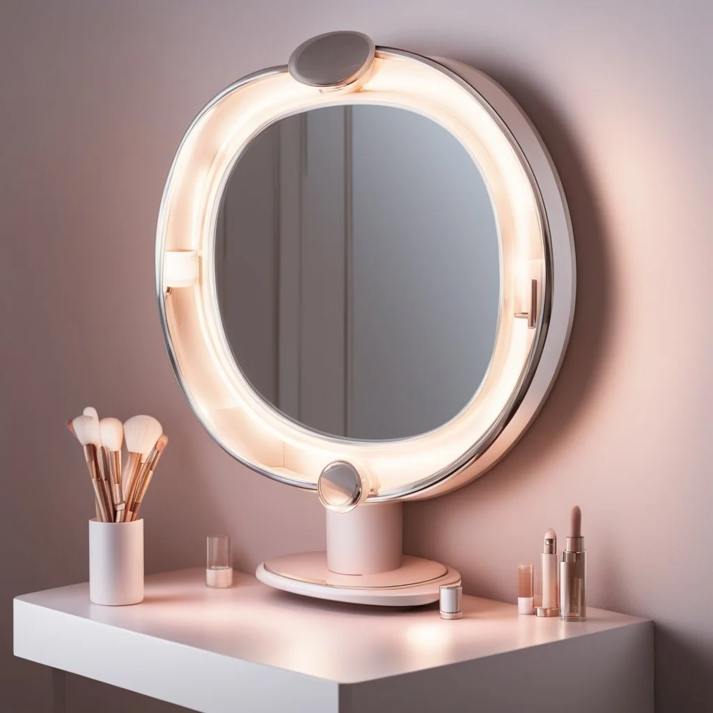 A bright makeup mirror with light