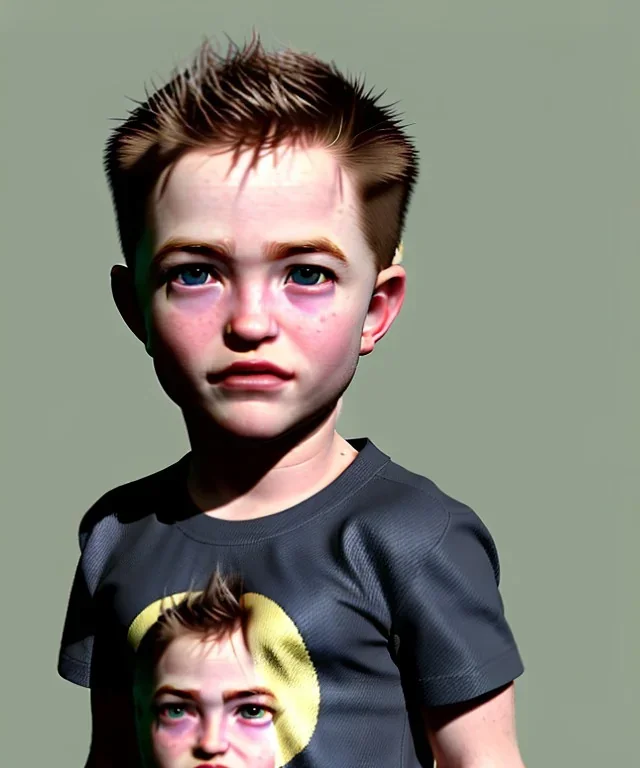 Robert pattinson toddler, full height, soft skin, dramatic lighting, hyper realistic