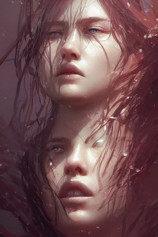 a female portrait, upclose, clear, majestic, flow, illustration, concept art, by Greg Rutkowski, Sung Choi, Mitchell Mohrhauser, Maciej Kuciara, Johnson Ting, WLOP