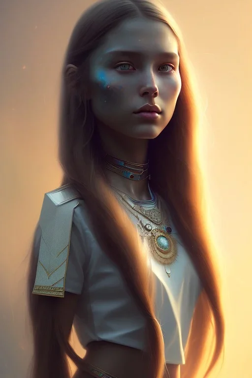 girl, cute, beautiful, Native American, head and shoulders portrait, 8k resolution concept art portrait by Greg Rutkowski, Artgerm, WLOP, Alphonse Mucha dynamic lighting hyperdetailed intricately detailed Splash art trending on Artstation triadic colors Unreal Engine 5 volumetric lighting, long hair, brown eyes, black hair, clean face