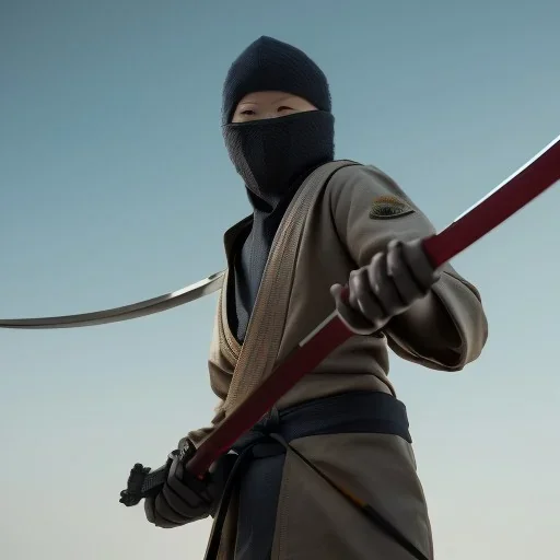 ninja holding katana, unreal engine 5, octane render,cinema4d, dynamic lighting, 8k, redshift render, highly, hyperrealism ultra detailed, hyper realistic.