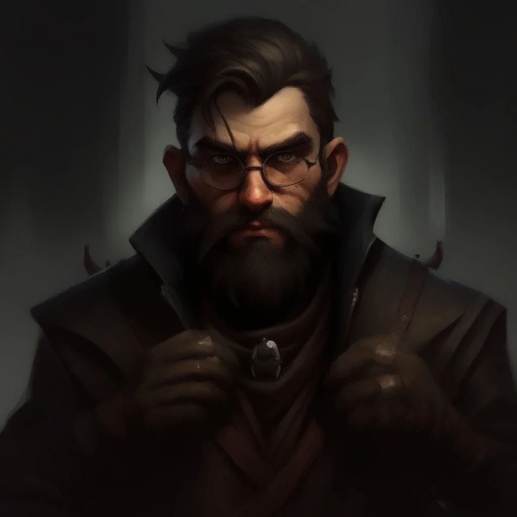 dnd style dark fantasy engineer with claws. mugshot. Oil panting.